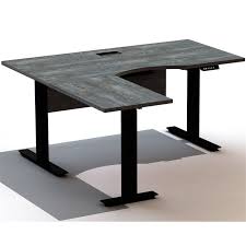 The corner standing desk has more of a workbench design than woodworks. Unique Furniture Kalmar 3 Leg Eco Wood Left Corner Standing Desk In Gray K6363ssl Grey