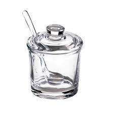 favor glass sugar bowl with spoon