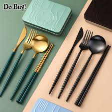 travel cutlery set with tin case