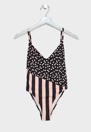 Dotted Striped Onepiece Swimsuit