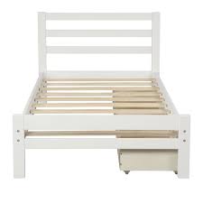 casainc wood platform bed white twin