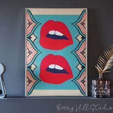 Hot Lips Retro Colourful Eclectic Print