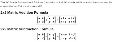 2x2 Matrix Addition And Subtraction