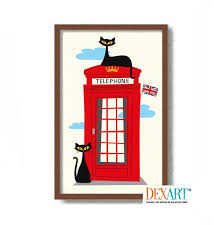 British Black Cat Art Print London Wall
