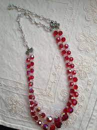 Red Glass Bead Necklaces Vintage Red