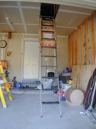 folding attic ladder in the garage