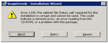 error shown while installing snapdrive
