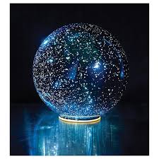 Lighted Mercury Glass Sphere Blue