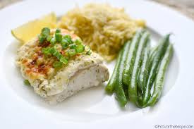baked fish with dill sour cream topping