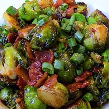 soy glazed brussels sprouts with bacon