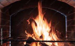 Brick Fireplace Burning Flame Fire