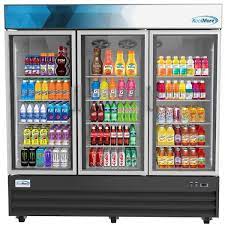 Koolmore 78 In 57 5 Cu Ft Commercial Three Glass Swing Door Merchandiser Refrigerator In Black