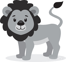 white clipart cartoon of a cute lion