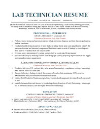 Dedicated medical laboratory technician with experience in both a hospital and private laboratory environment. Lab Technician Resume Sample How To Write Resume Genius