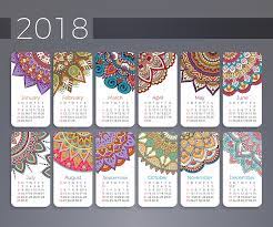 2018 calendar flower mandala digital
