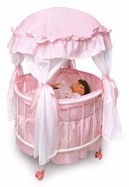 Badger Basket Royal Pavilion Round Doll Crib With Canopy And Bedding