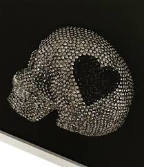 3d Skull Frame With Silver Rhinestone