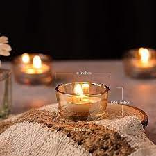 Light Amber Glass Candle Holder Gold