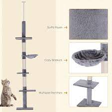 pawhut floor to ceiling cat tree for