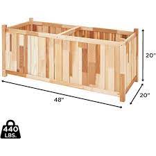 Raised Garden Bed Cedar Wood Garden Box And Herb Planter 20 In X 48 In X 20 In