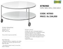 Ikea Strind Round White Glass Coffee