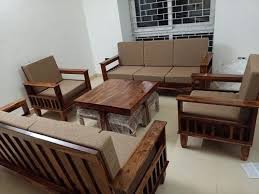 sheesham wood sofa set with table at