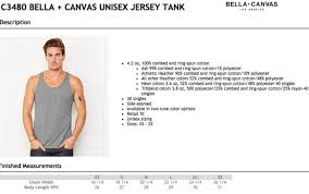 Bella Canvas 3480 Unisex Jersey Tank Size Chart Tennessee