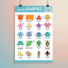 100yellow All Shapes Printed Educational Wall Chart Poster Paper Multicolour 12x18 Inch