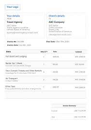 travel agency invoice template free