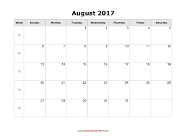 August 2017 Calendar Holidays Blank Landscape Within Fill In