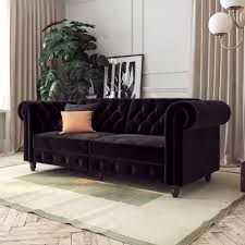 Sofa Bed Black Velvet Felix