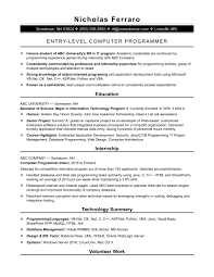 Write your personal, educational, and experience detail(s) Entry Level Programmer Resume Monster Com