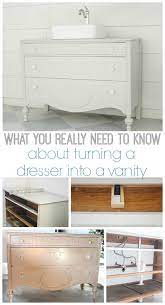 Pick a piece of furniture that is strong enough to be cut up or be ready to build supports inside the dresser to strengthen it. How To Make A Dresser Into A Bathroom Vanity The Nitty Gritty Lovely Etc