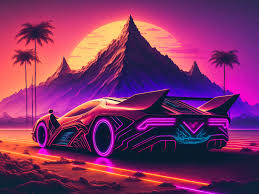 wallpaper synthwave sports car and
