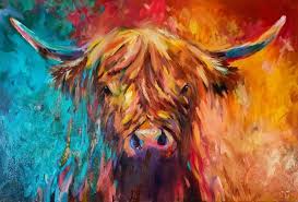 Highland Cows Colourful Paintings