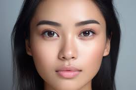 beautiful asian woman open face