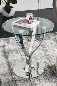 Chrome Tulip Glass Side Table From