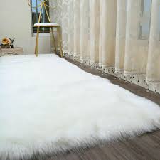 large faux fur rug fluffy mat room bed
