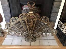 Vintage Brass French Peacock Fireplace