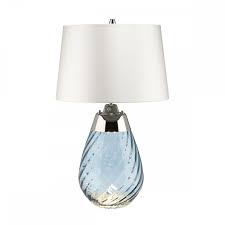 blue twisted glass dual lit table lamp