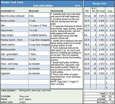 Menu Recipe Cost Spreadsheet Template Accounting Menu Food