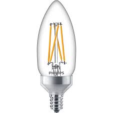 Philips Lighting 549568 Dimmable B11 Decorative Filament Led Lamp E12 Candelabra Base 3 3 Watt 300 Lumens 90 Cri 2700 2200k Warm Glow Masterclass Led Lamps And Bulbs Lamps Bulbs And Drivers Lighting