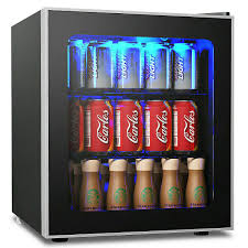 Costway Beverage Refrigerator 62 Can 1 6 Cu Ft Beverage Cooler With Led Light Adjustable Thermostat Removable Shelves Perfect For Soda Beer Or