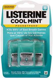 listerine pocketpaks breath strips cool mint 72 each pack of 6