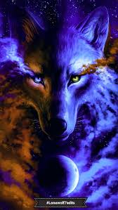 blue fire galaxy wolf wolves hd