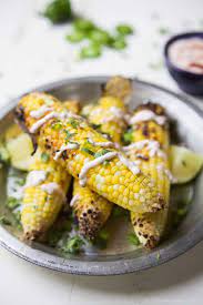 Grilled Corn On The Cob With Roasted Jalapano Sauce Healthy Side Dish gambar png