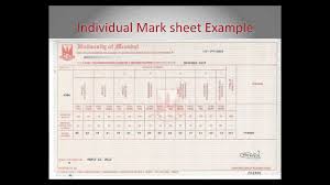 individual mark sheet requirement for