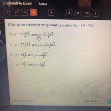 Solution Of The Quadratic Equation 4y