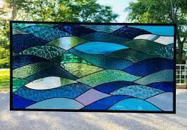 Honeydewglass Large Stained Glass Ocean