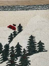 hooked wool rug down hill skier ebay